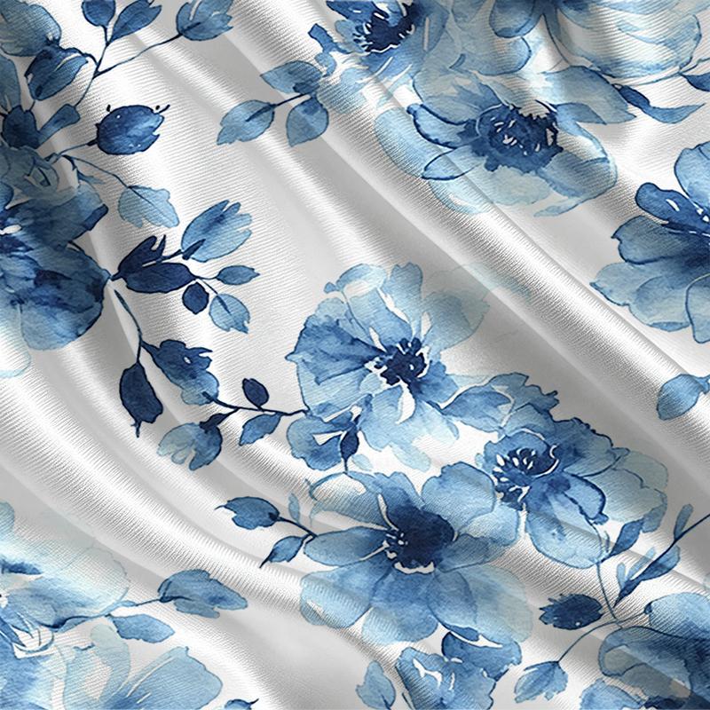 Women's Blue Floral Short Sleeve T-Shirt Soft Comfy, Simple Stylish & Versatile, Ideal for Daily Casual, Weekend Vacation