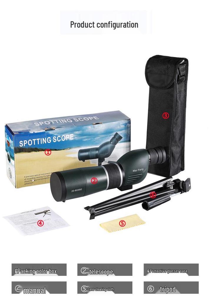 Maifeng 20-60X60 Birdwatching Scope: HD High Magnification Variable Zoom Monocular Telescope