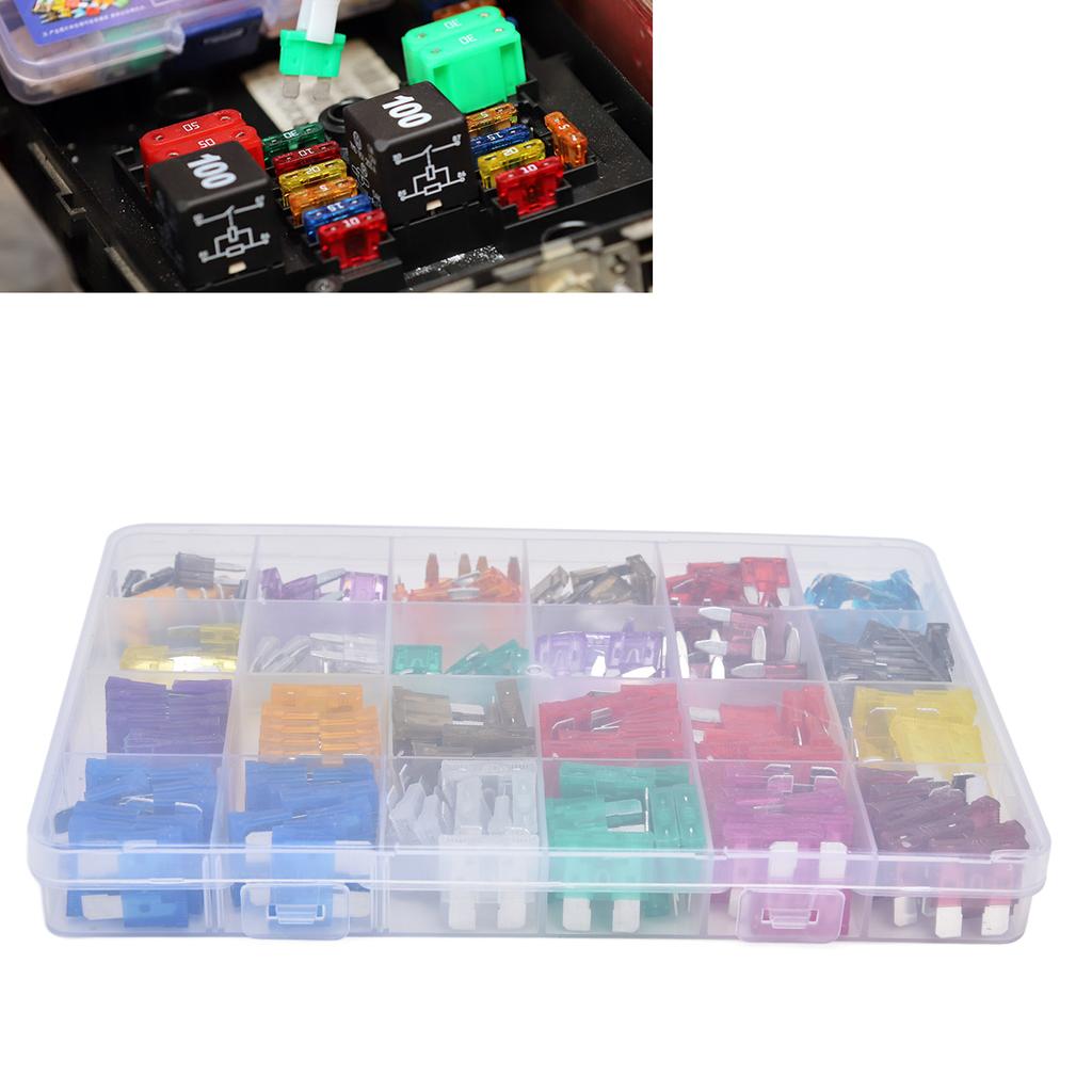 250Pcs Car Fuses Assortment Kit Blade Type Aluminum Sheet Automotive Replacement 2A40A M S