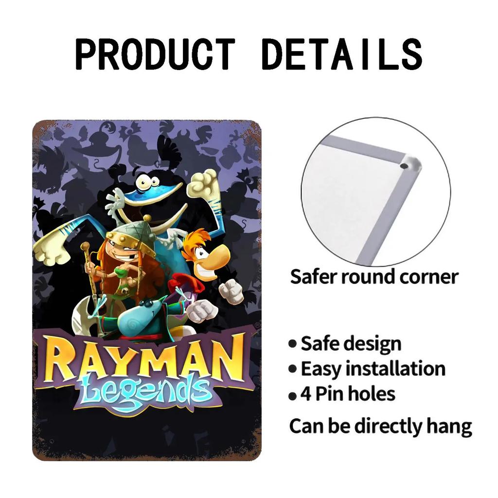 Rayman Legends Definitive Edition Постер Винтажная Жестяная Табличка Металлическая Табличка Декоративная Табличка для Паба Бара Мужской Пещеры Клуба Украшение Стен