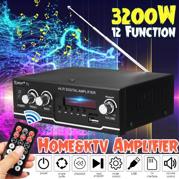 3200W 110V/220V Bluetooth Audio Power HiFi Amplifier Music Receiver FM Radio Amplifier Audio Support with Remote Control for Home