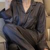 Bahor va Kuz Ayollar uchun Premium Hisli Pijama Uy Kiyimi To'plami Ayollar Muz Ipak Yaxna Twill Portlash Uy Kiyimi To'plami