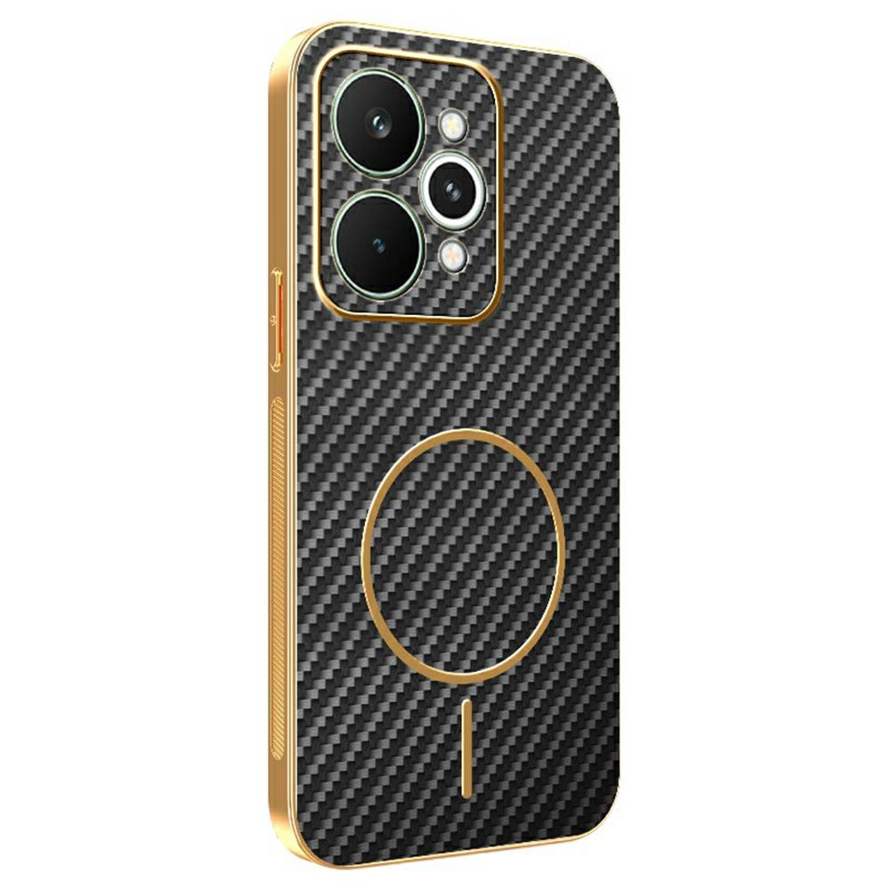 For Realme 15 5G Phone Case Carbon Fiber Textured Electroplated TPU Back Cover