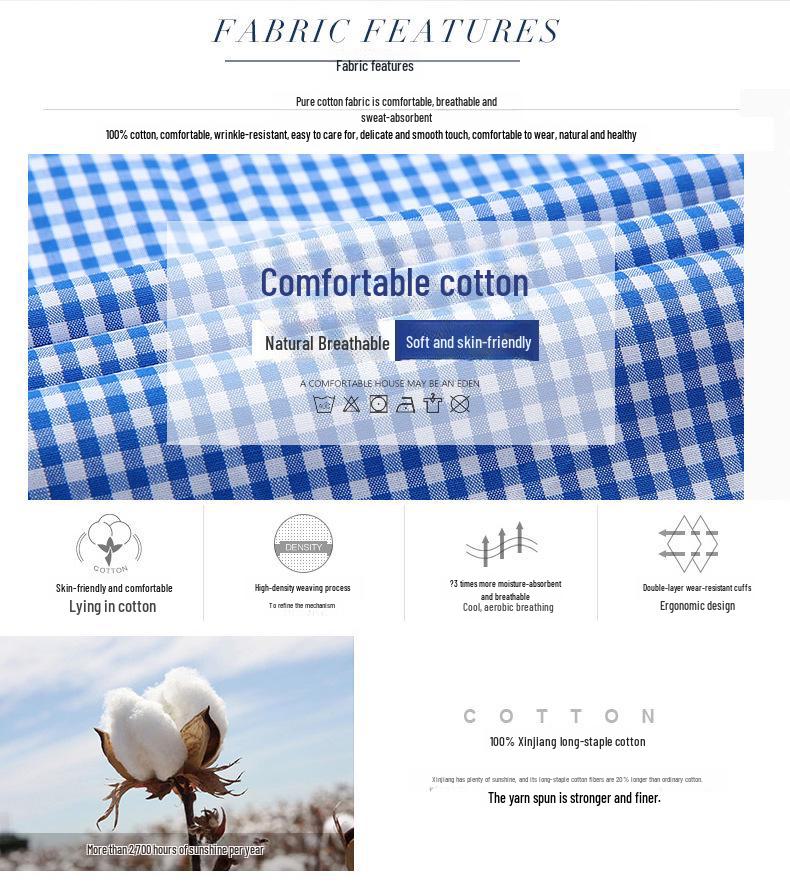 Мужская приталенная рубашка в полоску из чистого хлопка в клетку