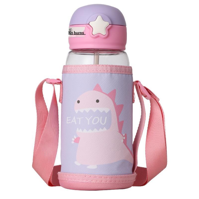 Мультяшный пластиковый стакан для воды с трубочкой-носиком для детей - Портативный и идеально подходит для школы