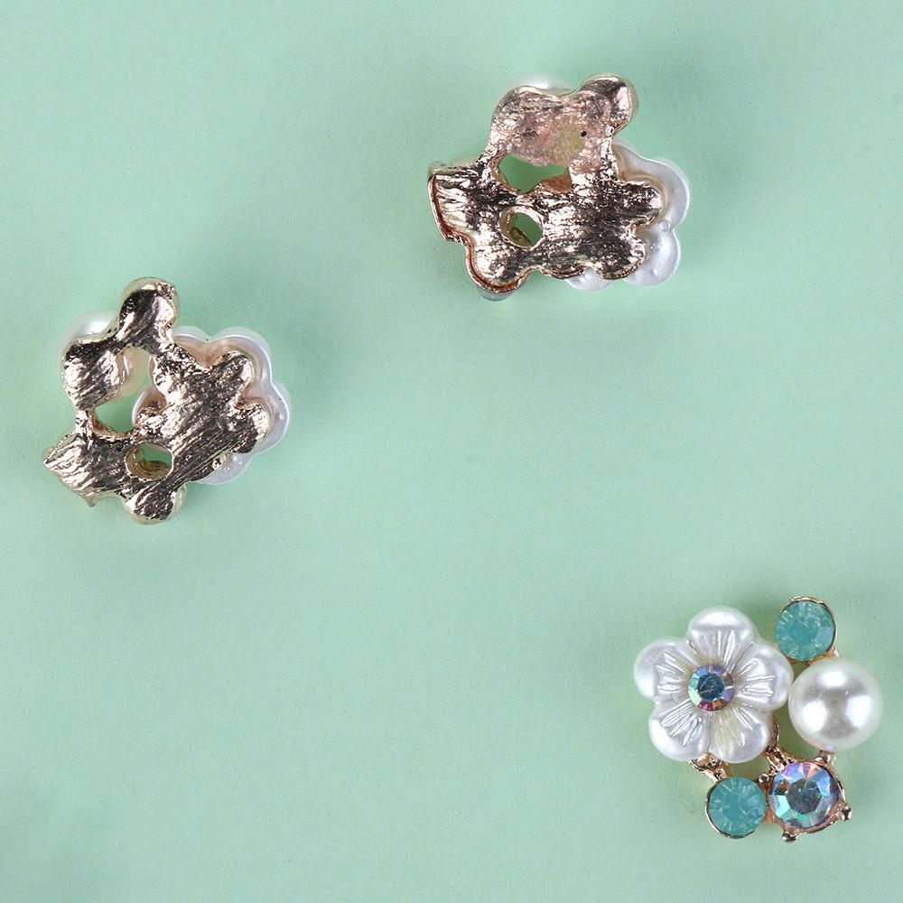 DIY Hairpin Accessories Flatback Pearl Buttons Flower Buckle Apparel Sewing Rhinestone Button
