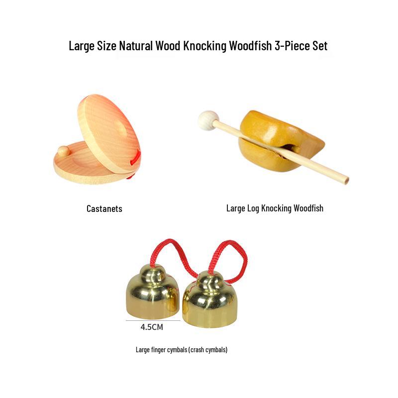 Детские музыкальные инструменты Орфа: Треугольник, Кастаньеты, Маракасы, Бубен, Деревянные бруски, Тарелки