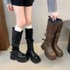 But Knee Boots Children's New Autumn Fat Mm Tall Knight Boots Versatile Belt Buckle Thick-soled Boots