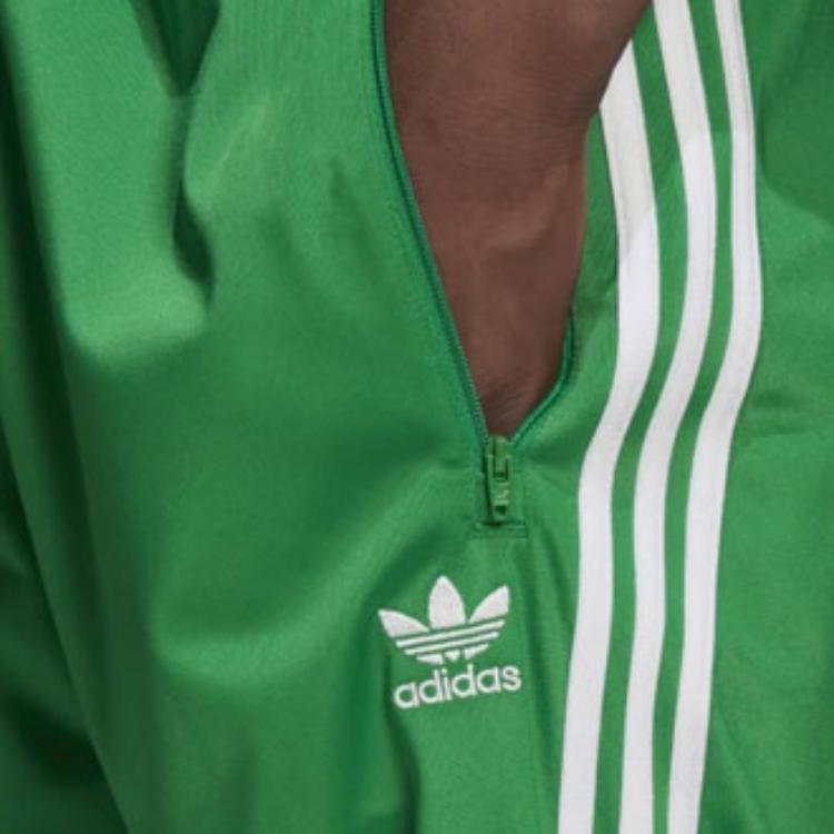 Adidas Оригинальные трикотажные спортивные штаны мужские, цветной блок, полосатые, с логотипом, на резинке, прямые штанины, низ, зеленые GN3520