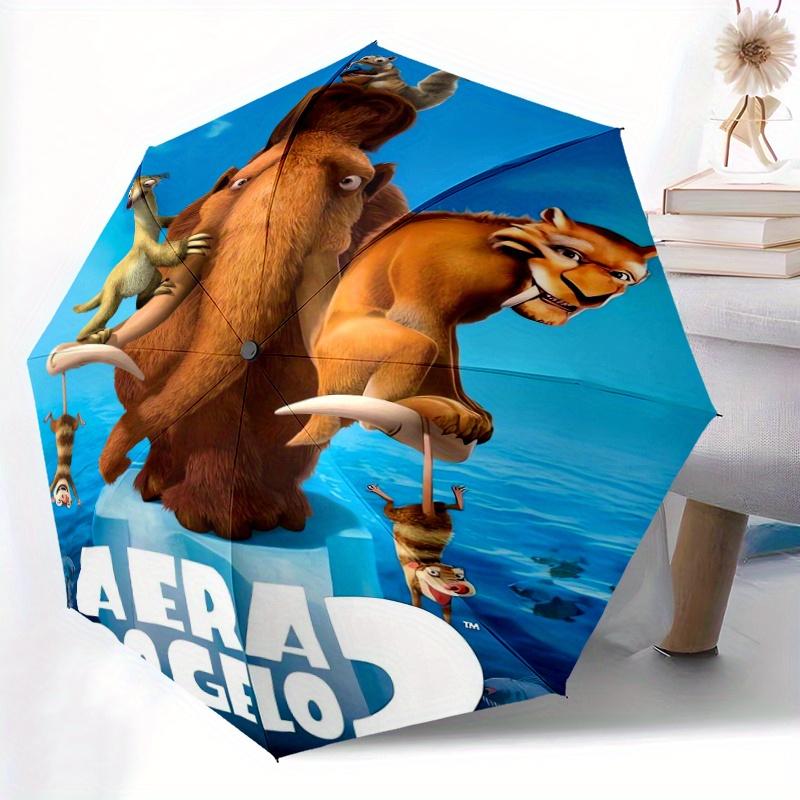 Ice Age 2 Movie Poster Durable Cartoon Folding Umbrella, Portable 3-Fold Compact Umbrella for Men and Women, Suitable for Travel or Daily Us