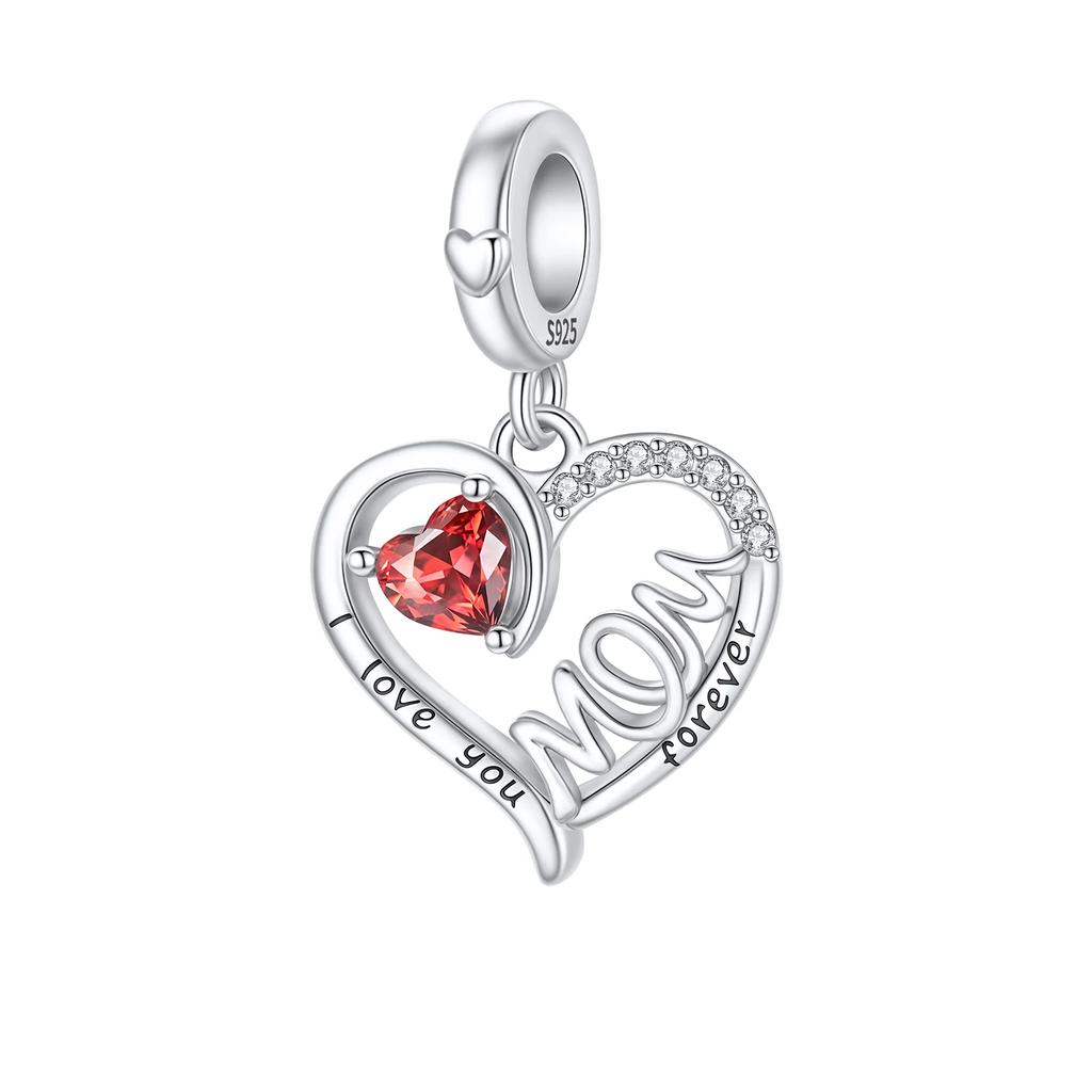 Оригинальные медные семейные шармы Мама Цветок Сердце Бусины для ожерелья DIY Браслет Подарок Ювелирное изделие Подарок на День матери