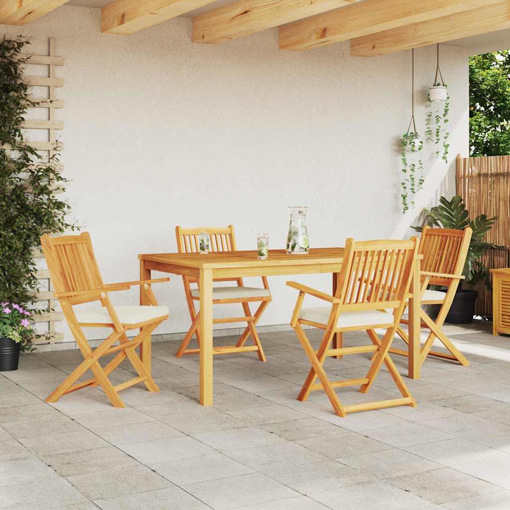 Folding Chair 4 pcs White 49 x 57.5 x 92 cm Solid Acacia Wood