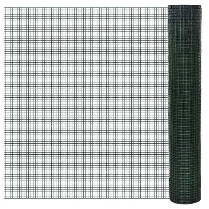 VidaXL Grillage Acier galvanisé et revêtement en PVC 25 x 1 m Vert, clôture, barrière,, clôtures, barrières 140437