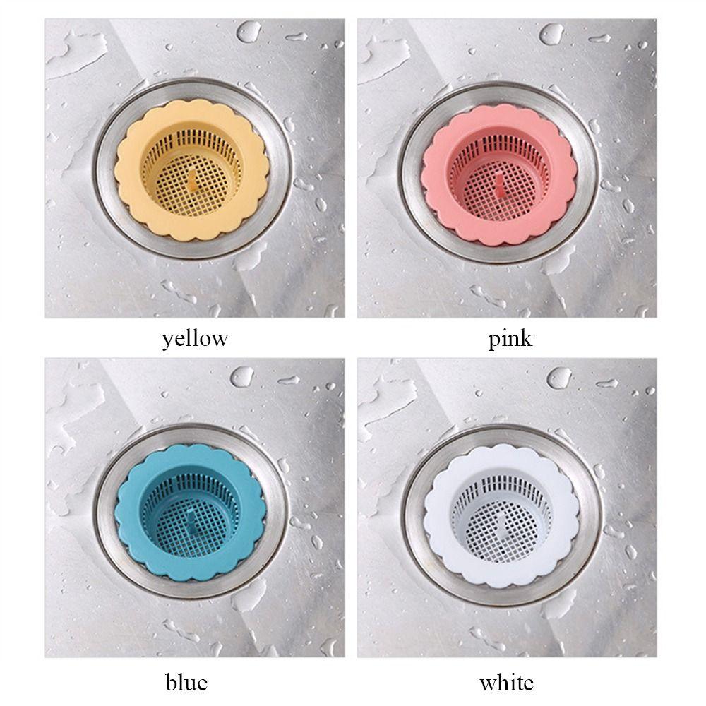 Cylindrical Handle Hole Filter Flower Shape Floor Filter Durable Sink Drain Strainer  Bathroom