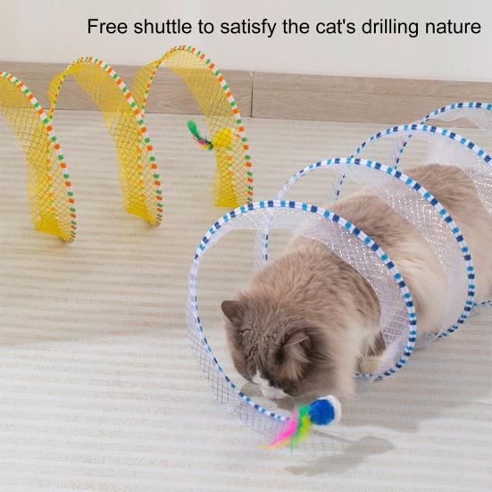 Cat Tunnel Toy Foldable Interactive Self Play Cat Hunting Spiral Tunnel Toy with Plush And Feather Toys for Indoor Cats