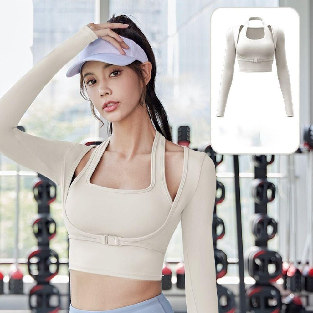 Long Sleeve Women Yoga Shirts Pullover Neck Girls Sports Top Workout T-Shirt Yoga Clothing
