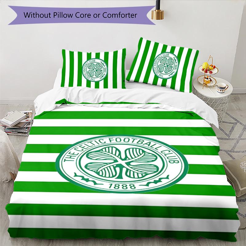 Celtic FC 3pcs Bedding Set Duvet Cover Closure Includes 1 Duvet Cover & 2 Pillowcases for All Seasons Bedroom Home Dorm Decor