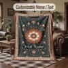 Elegant Floral 2 Theme Throw Blanket Custom Name Text Personalized Blanket Soft Cozy Blanket for Home Sofa Bed