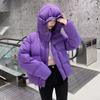 Qishki Moda Keng Ayollar Qisqa Palto Gul Kapushonli Issiq Qalinlashtirilgan Jaket