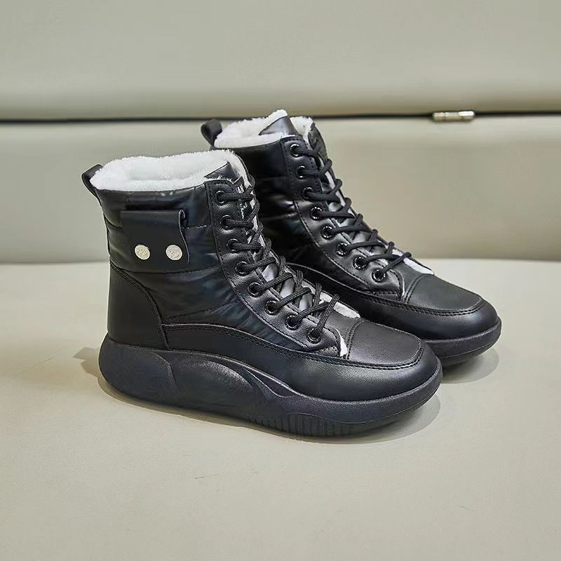 Флисовая обувь женская новая зимняя теплая 2025 зимняя новая средняя зимняя обувь для снега водонепроницаемые и морозостойкие модные женские ботинки