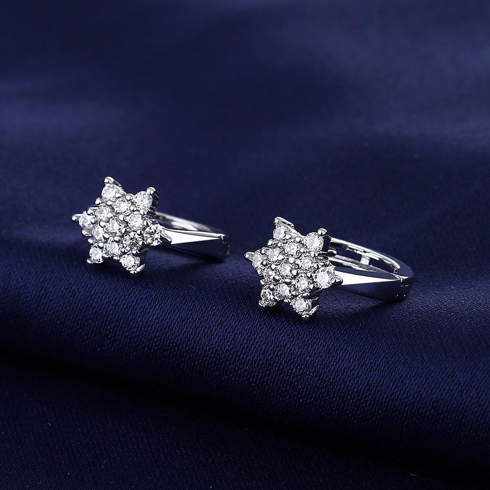 Серьги из стерлингового серебра 925 пробы для женщин Круглые серьги с цирконами Сверкающие Вечеринка Свадебные Украшения Подарок АксессуарыХороший продукт