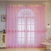 Romantic Ruffled Lace Sheer Curtains for Living Room Floral Embroidered Pink Sheer Curtain Panels for Girls Room Country Style