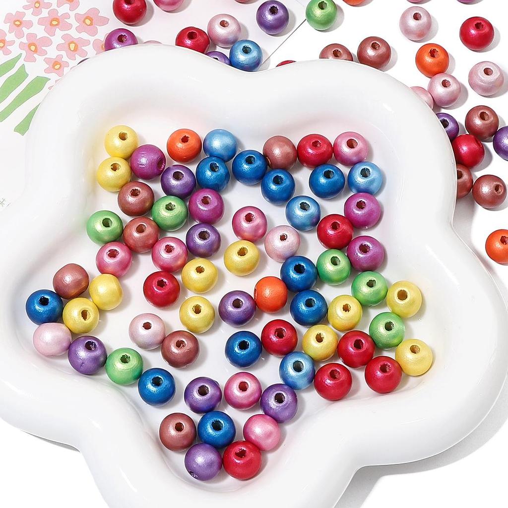 30 шт., 10 мм, круглые бусины из натурального дерева, перламутровые, окрашенные, для подвесок, браслета, ожерелья, бахрома, художественное ремесло, украшенные аксессуары ручной работы «сделай сам»