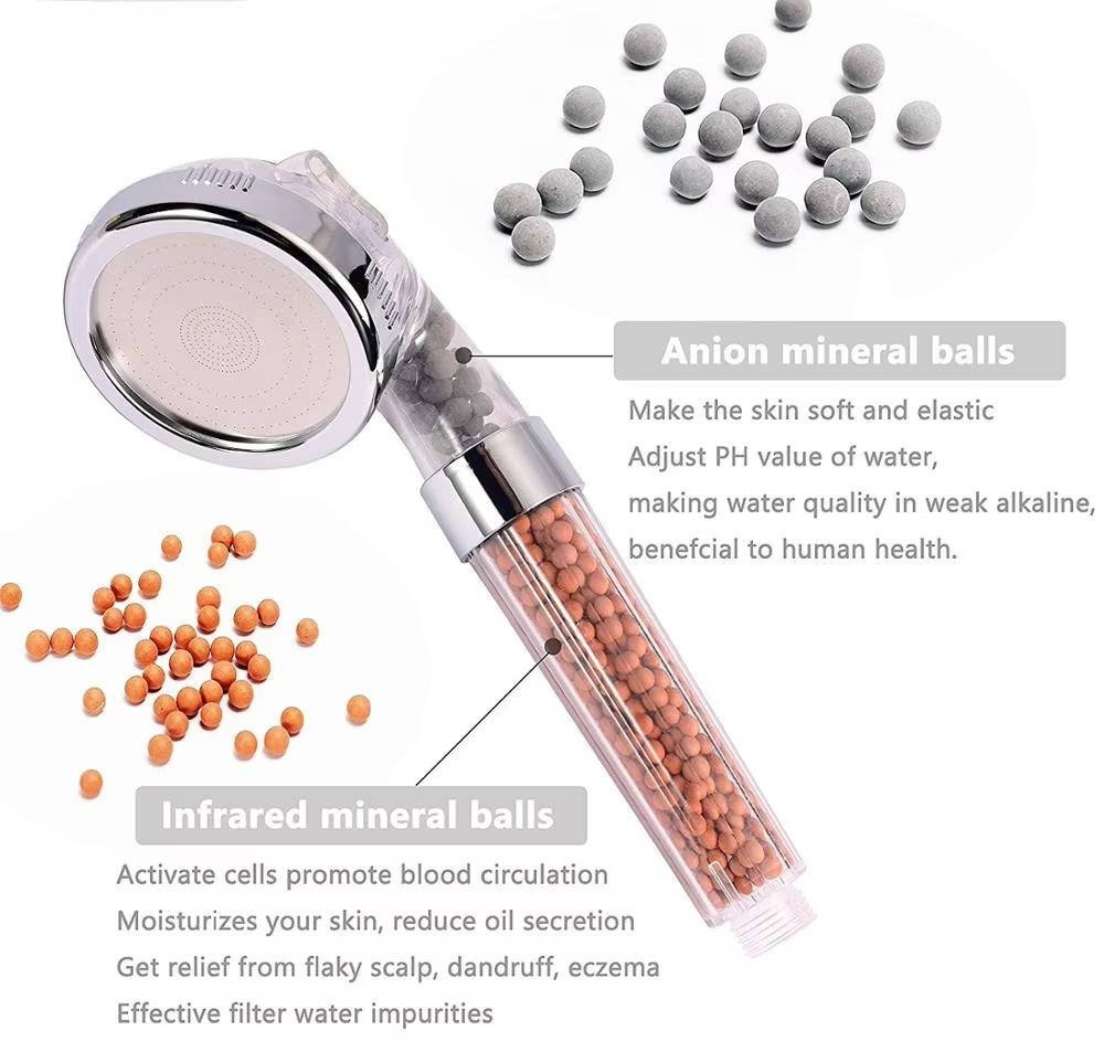 Ionic Handheld Showerhead High Pressure Water Saving Modern Style Filter Hand Shower Head for Hotel Project