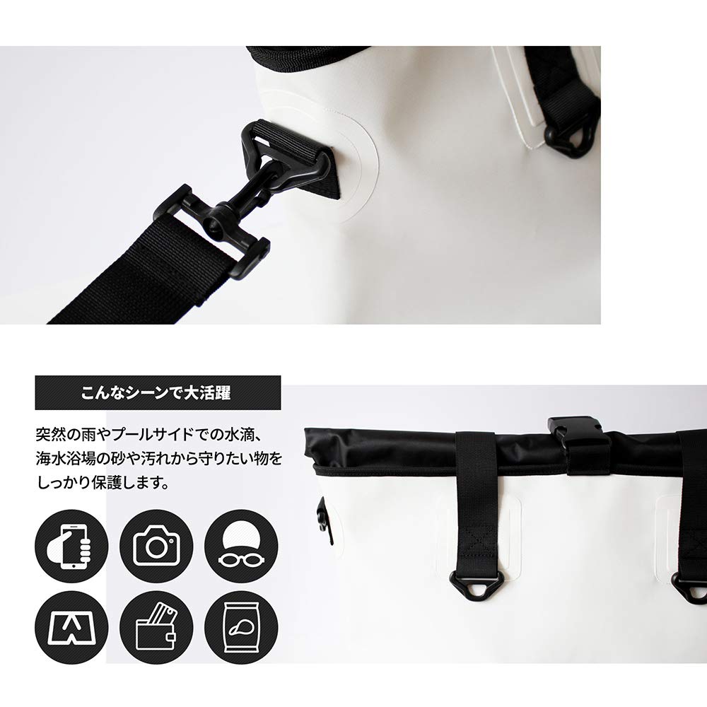 Owltech Waterproof Dry Tote IPX4 with Shoulder Black Bag, Bag, 3-Way, 25L, Certified, Strap, (OWL-WPBAG04-BK)