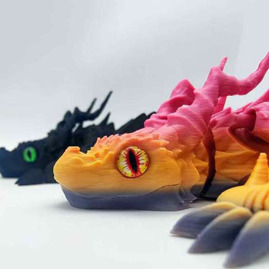 3D Printed Winged Dragon Articulated Dragon with Horns Wings Flexible Dragon Fidget Toy Desktop Pet for Home Office Decor Stress Relief