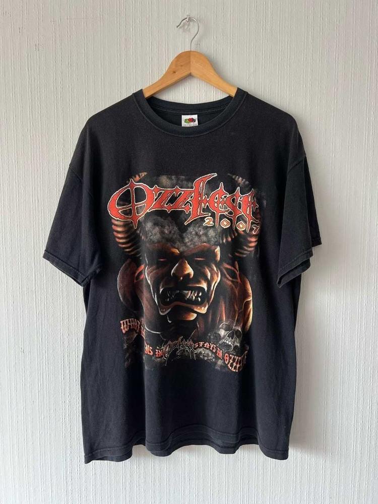 Винтажная черная футболка OzzFest Ozzy Osbourne 2007 г. Редкий дизайн s-5XL KH14595 Унисекс