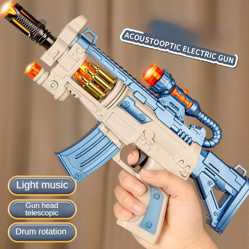 Детский игрушечный электрический пистолет, реалистичный автомат, модель пистолета-пулемета, как настоящее оружие, со звуковыми и световыми эффектами, не стреляющий, детские подарки