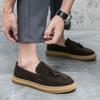 Высококачественные брендовые модные коричневые туфли для мужчин, удобные замшевые кожаные мокасины класса люкс для мужчин, повседневная обувь без застежек, мужские мокасины De Hombre