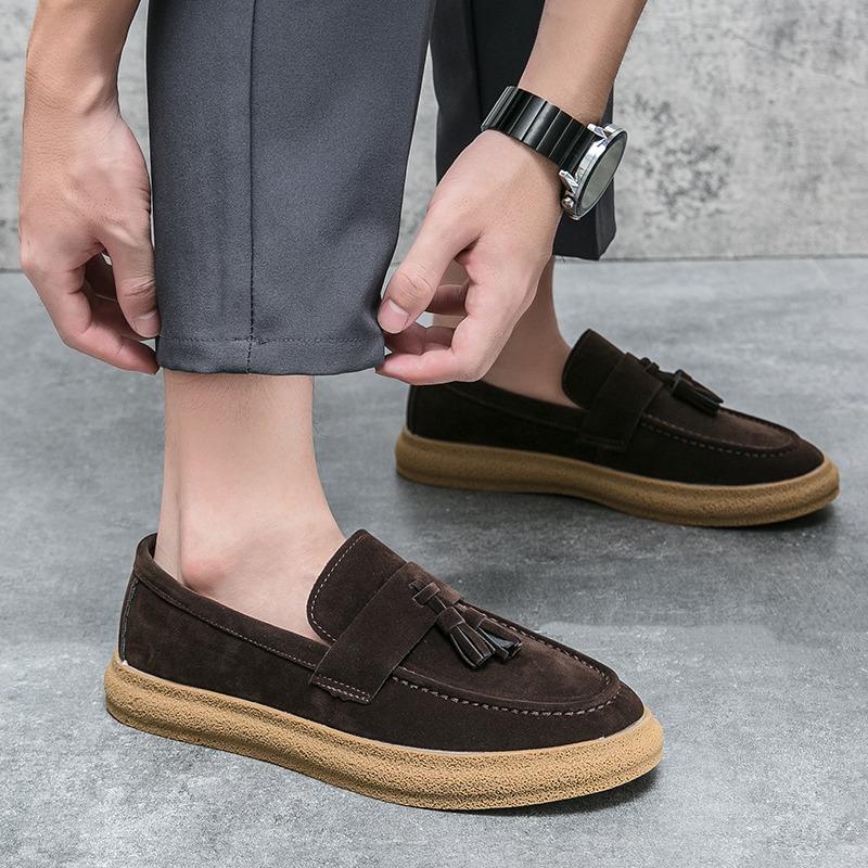 Высококачественные брендовые модные коричневые туфли для мужчин, удобные замшевые кожаные мокасины класса люкс для мужчин, повседневная обувь без застежек, мужские мокасины De Hombre