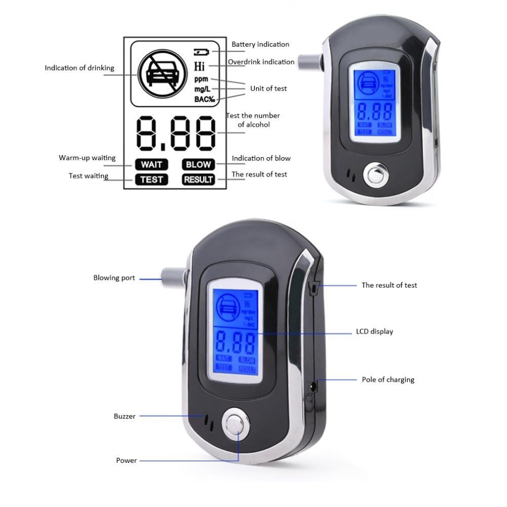 Portable Digital LCD Breath Alcohol Tester Professional Breathalyzer Detector