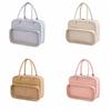 Solid Color Handheld Cosmetic Case Large Capacity Toiletry Bag Simple Makeup Bag  Ladies