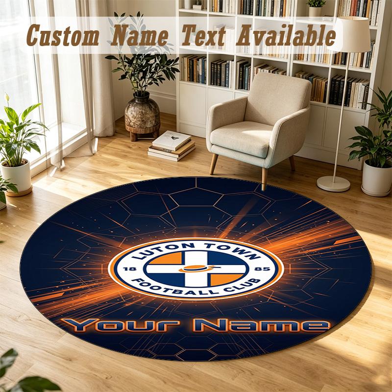Round Rug Custom NameLuton Town Pattern Non Slip Carpet Home Floor Decor