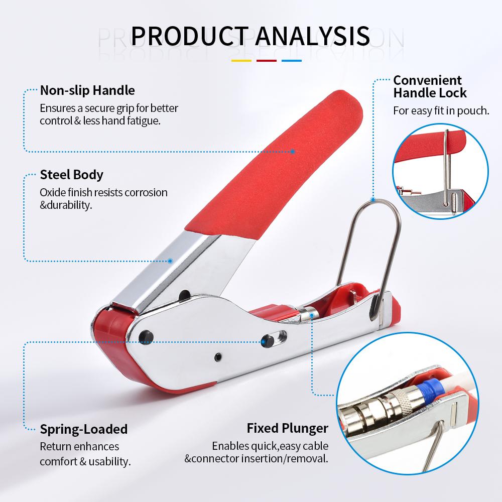Coaxial Cable Crimping Pliers Set RG6 RG59 Wire Stripper Crimper Tool Kit 10pcs RG6 F-type Compression Connectors
