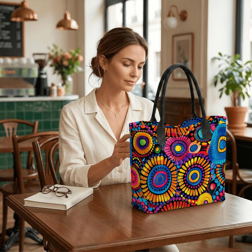 Colorful Boho Pattern Large Tote Bag Fashion Casual Daily Travel Shoulder Bag for Women Outdoor Shopping Handbag