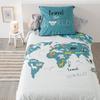 Housse de couette - Le monde et les animaux - 140 x 200 cm - 100% Coton - 1 Taie - Bleu