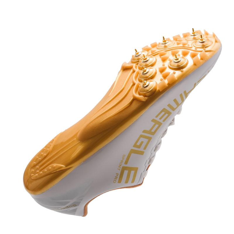 Стильные золотистые мужские кроссовки для спринтерских тренировок, шиповки для прыжков в длину, высококачественные мужские шиповки для легкой атлетики