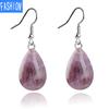 Polished Natural Crystal Jewelry Simple Flat Water Drop Earrings Handmade Female European and American Jewelry