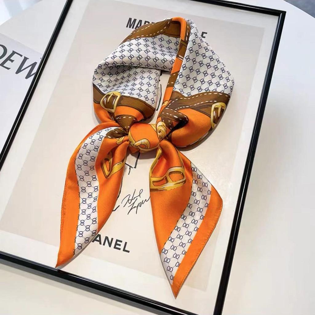 Beach Sunscreen Kerchief Luxury Design Square Scarves Women Popular 70X70CM Silk Hijab The Four Seasons Headscarf