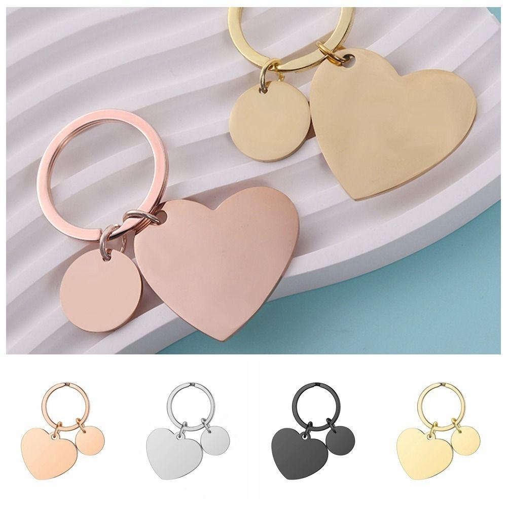 Fashion Titanium Steel Heart Key Chain Charm Bag Accessories Portable Car Key Ring  Women
