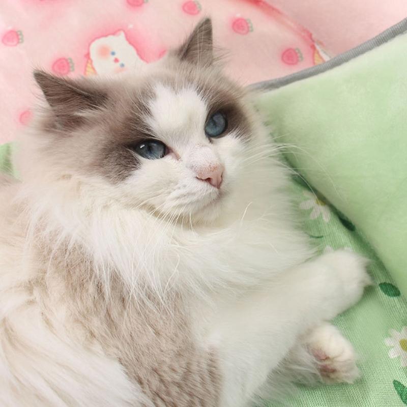 Lovely Pattern Pet Cooling Mat For Small Dog Cats Soft Ice Silk Fabric Bedding Machine Washable Nonslip Design Pet Bed
