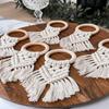 Boho  Napkin Rings with Wooden Ring, Handmade Woven Fringe Napkin Holders for Rustic Wedding, Party & Farmhouse Table Decor