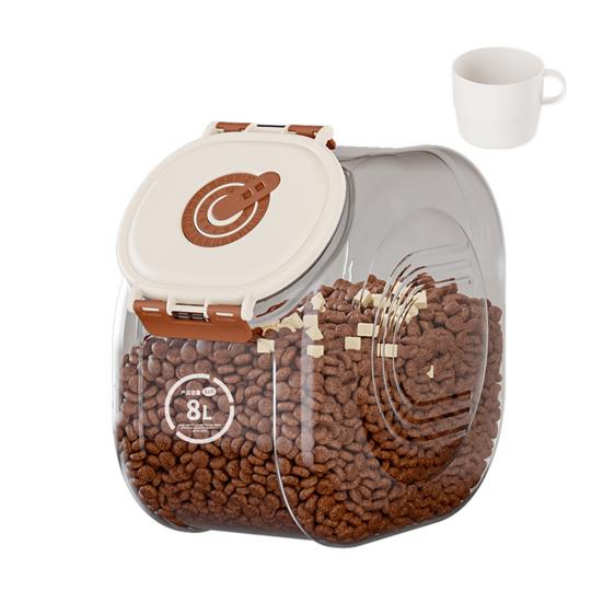 Герметичный контейнер для хранения зерна Прозрачный контейнер для хранения корма для домашних животных с функцией таймера 8 л 16 л Влагонепроницаемый контейнер с мерным стаканом для зерна и домашних животных
