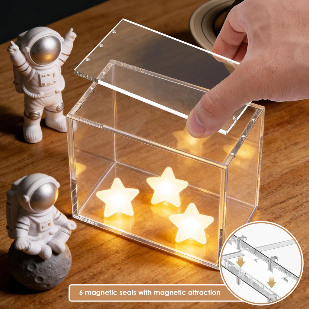 Transparent Acrylic Storage Box Magnetic Figurine Display Box Collection Figures Dustproof Storage Box Office Desktop Decoration