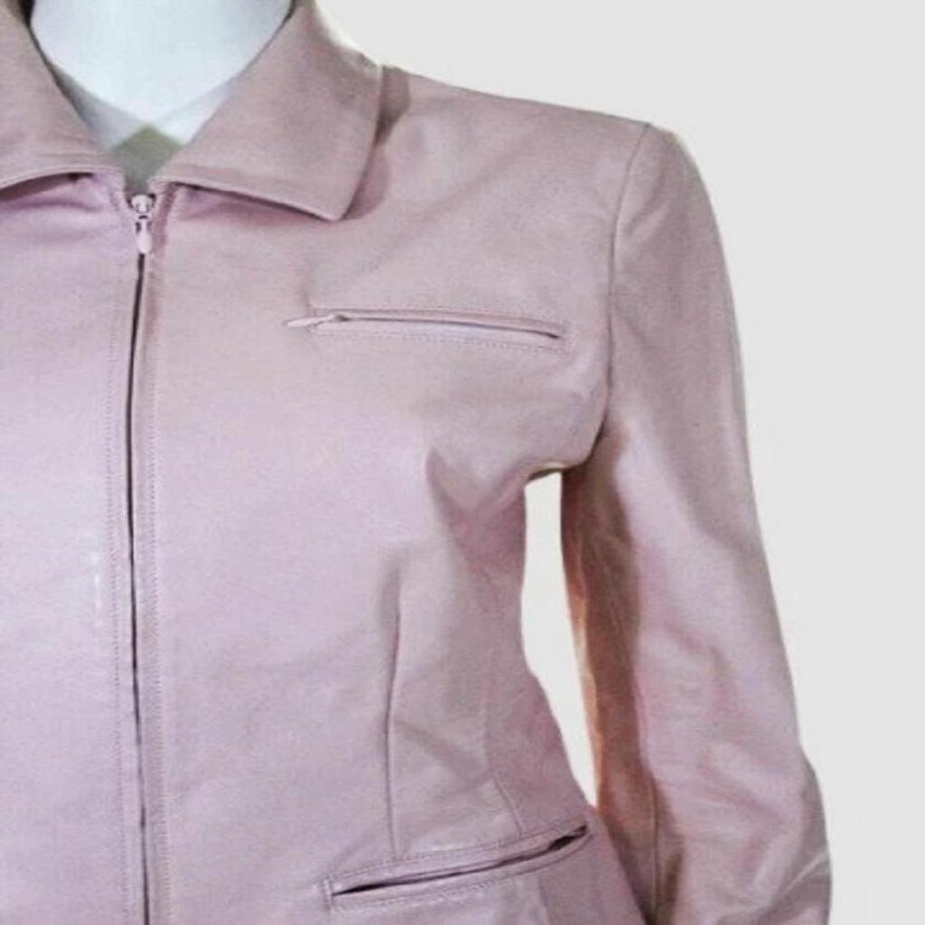 Women's Baby PINK Lambskin Leather Shirt | Slim Fit FORMAL Leather SHIRT Jacket | Stylish Down Collared Leather Shirt | Sheepskin Jacket
