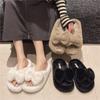 2025 Autumn and Winter Fashion Casual Versatile High Sense Thick Bottom Ins Tide Fashion Plush One Word Fluffy Slippers